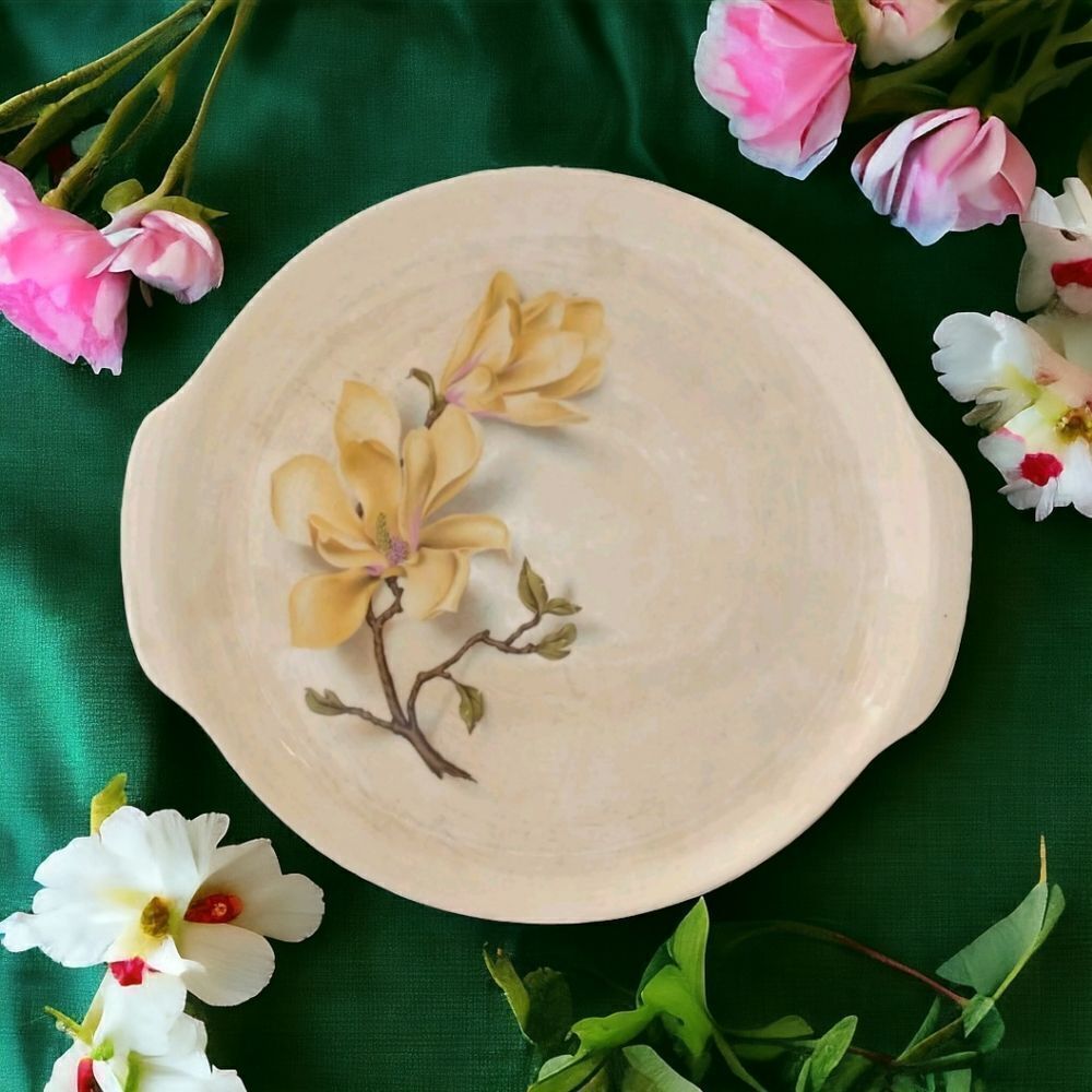 Vintage Universal Oven Proof Platter Chop Plate Tray Magnolia Permacal Pattern.‎